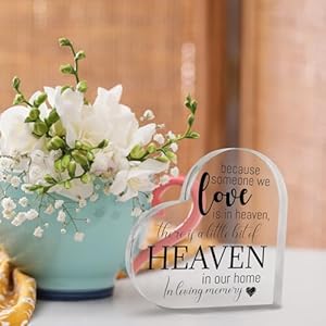 4.5" Acrylic Memorial Heart Ornament - Heaven in Our Home, Memorial Gifts for Loss of Loved One Sympathy Condolence Grieving Keepsake for Mom Dad Grandma Friend Remembrance Decor. 45 Acrylic Memorial Heart Ornament Heaven in Our Home Memorial Gifts for Loss of Loved One Sympathy Condolence Grieving Keepsake for Mom Dad Grandma Friend Remembrance Decor