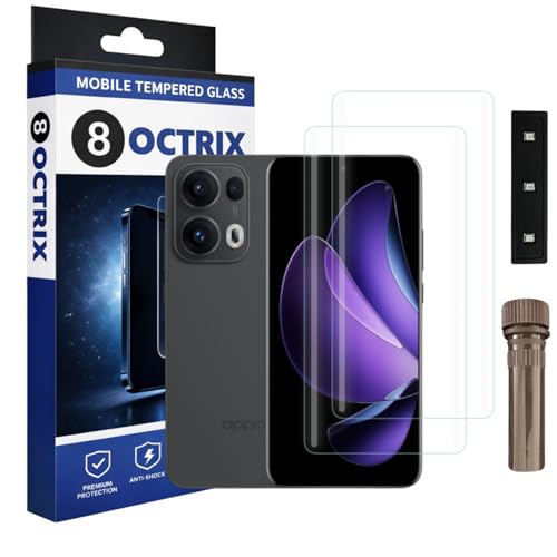 Image of Curved UV Tempered Glass Screen Protector for Oppo Reno 13 Pro | Transparent | Pack of 2 | Full Screen Coverage with UV Installation Kit