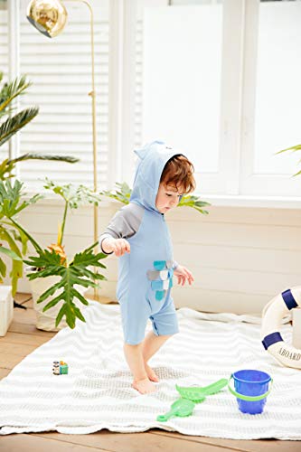 Image of VAENAIT BABY Zip & Snap Rash Guard Swimsuit, UPF 50+ One-Piece Long Sleeve Swimwear, Quick Dry Infant Beach Suit for 0~2T