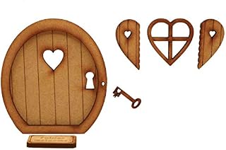 Key to My Heart Fairy Door. Three-Dimensional Self-Assembly Wooden Fairy Door Craft Kit with Fairy Window, Shutters and Key!