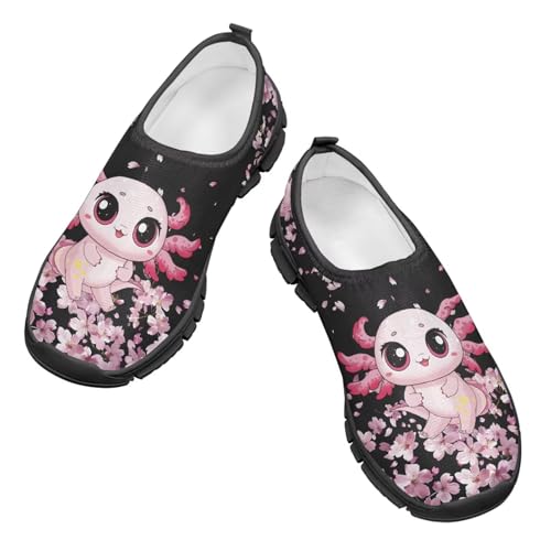 Girls Tennis Shoes Kids Cartoon Slip On Walking Sneakers Breathable No Laces Mesh Shoe for Beginners Size 11-15 Black Sole2