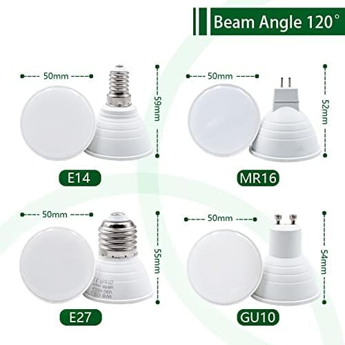 Jiaxu Illuminazione 10 Pz/Lotto Ac220v Gu10 Mr16 LED E27 E14 LED Lampada 24/120 Gradi Faretto Lampadina 6w Lamparas LED Lampadine per Interni per Uso Domestico, Cold White, 120 GU10