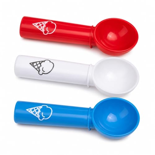 Cuillère à Glace en Plastique, 18 cm, Couleur Aléatoire, Légère et Ergonomique, pour Glace, Sorbet et Desserts Glacés