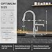 FEELSO Kitchen Faucets, Upgraded Filter Water Kitchen Faucet with Pull Down Sprayer, Brushed Nickel Stainless Steel High Arc 1 Or 3 Hole Kitchen Sink Faucet for Remove Lead, Chlorine, Bad Taste & Odor