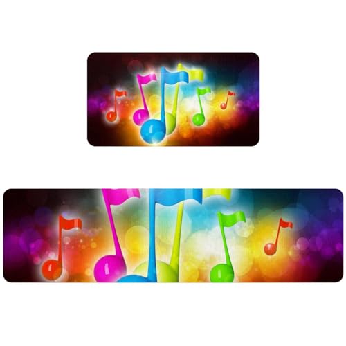 Tapete de cocina de notas musicales con base antideslizante lavable 2