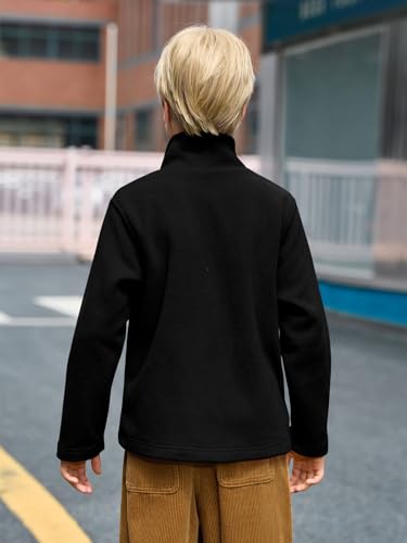 Haloumoning Boys Zip Up Fleece Jacket Kids Lightweight Outerwear Long Sleeve Mock Neck Coat with Pockets 5-14Y4