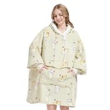 Qeils Wearable Blanket Hoodie for Women, Comfy Sherpa Sweatshirt Blanket as Birthday Christmas Gifts, Oversized Pullover Jacket Blanket Hoodie for Adult (Cat, Adult)