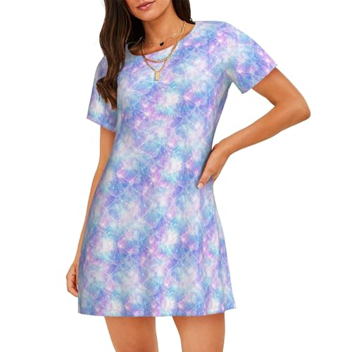 Chemise de nuit légère motif sirène en maille douce pour femme