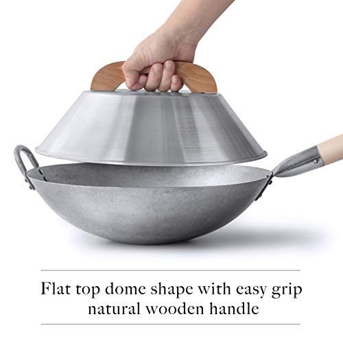 Mammafong Aluminum Wok Cover For 14" Hand Hammered Wok, 13 Inch Flat Wok Lid #TOP5