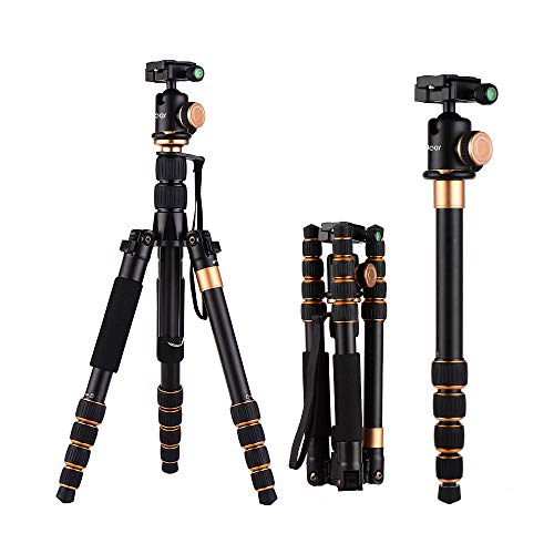 Andoer® Cavalletto - Treppiede Professionale - Pieghevole - Regolabile, per Fotocamera Digitale DSLR / Videocamera - con Testa a Sfera - Compatibile con Canon, Nikon, Sony e Panasonic