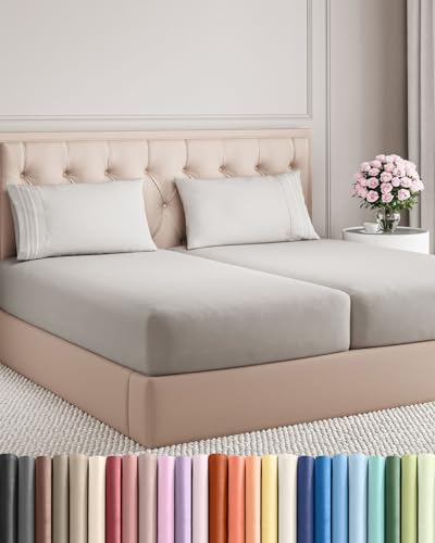 Split King Size 5 Piece Sheet Set - Comfy Breathable & Cooling Sheets - Hotel Luxury Bed Sheets for...