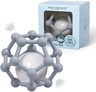 MCGMITT Sensory Baby Ball Teething Toy for 0-12 Months Babies and Toddlers to Grasp and Chew, Soft Silicone Baby Teether Balls Newborn Gifts for 0 Month+, BPA-Free, 10cm (Pink)