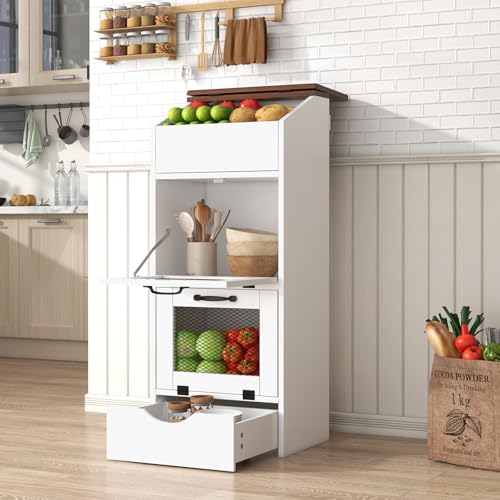 Patiorama Wood Potato and Onion Storage Bin Box with Lid,