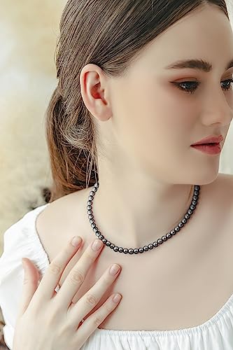 Sea Of Ice Precious Hematite Gemstone 6Mm Round Beads Necklace -14" Plus 2" Extender With Sterling Silver Spring Ring Clasp - Necklaces For Everyday Wear #TOP2