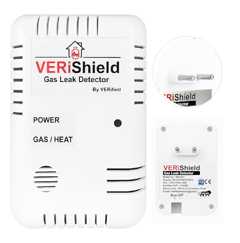 Image of VERishield LPG PNG CNG Gas Leak Detector|Residential Hotels Kitchens|Gas Leak| Gas Alarm System| Gas Safety Device|Kitchen Gas Leak Detector|Home Gas Alarm|Natural Gas Detector | Butane | Combustible