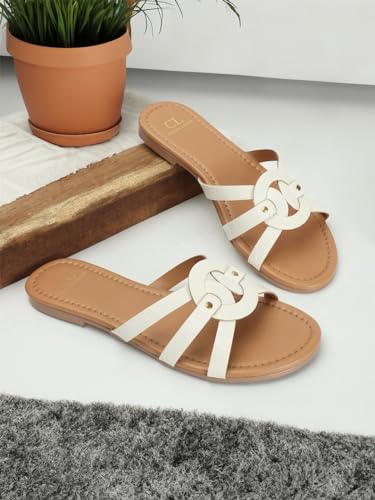 Image of Carlton London women's Textured Comfortable Fashionable Slip On Flat Sandals