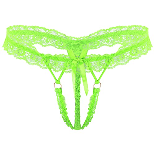 Linjinx Men's Lace See-Through Sissy Panties Hollow Out Bikini Briefs T-Back Jockstrap Underwear