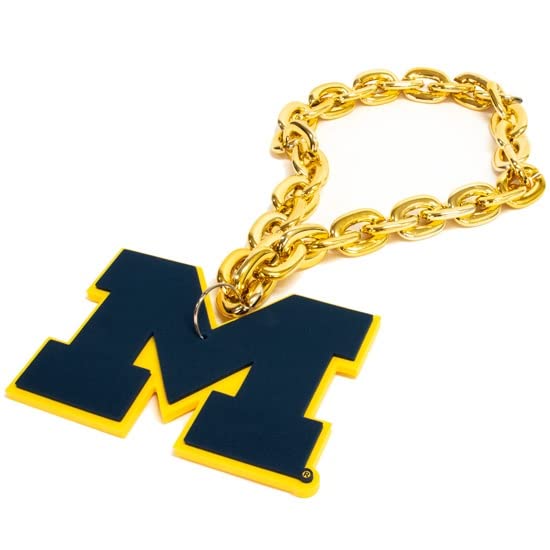 Michigan Wolverines Touchdown Fan Chain 10 Inch 3D Foam Gold Necklace