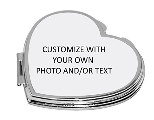 Make Your Own Mirror - Personalized Compact Makeup Mirror With Photo & Text, Stainless Steel Pocket Mini Personal Travel Mirror,Customized Birthday/Valentines Day For Girls,Women,Heart #TOP15
