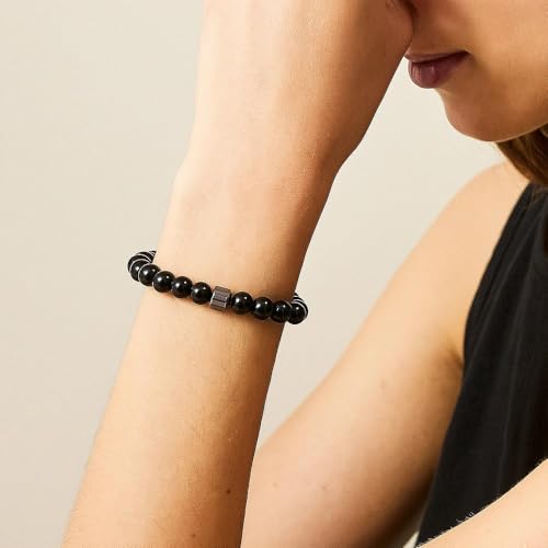 Anti Alcohol Bracelet for Men Women,Glame Stop Drinking Alcohol Bracelet,Adjustable Black Beaded Stretch Bracelets Anxiety Stress Relief Gifts3