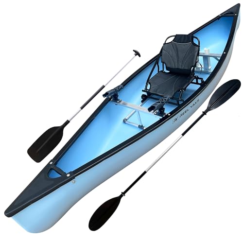 12.5ft Canoe for Fishing, Expeditions or Exercise | 1 Solo Person | Comfortable seat with 2 Paddles | Lightweight Stable & Easy to Maneuver | 400lb Capacity to Hold All Your Gear | Familia Canoa