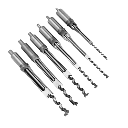 Akozon 6 Peças de Broca Quadrada de Serra de Buraco, Ferramenta de Marcenaria de Cinzel de Embutir,