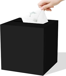 QISOLIY Black Card Box Wedding Card Boxes for Reception Gift Card Box Holder Money Box for Graduations, Baby Showers, Birthdays, Weddings, Retirements, Open Houses, Anniversaries