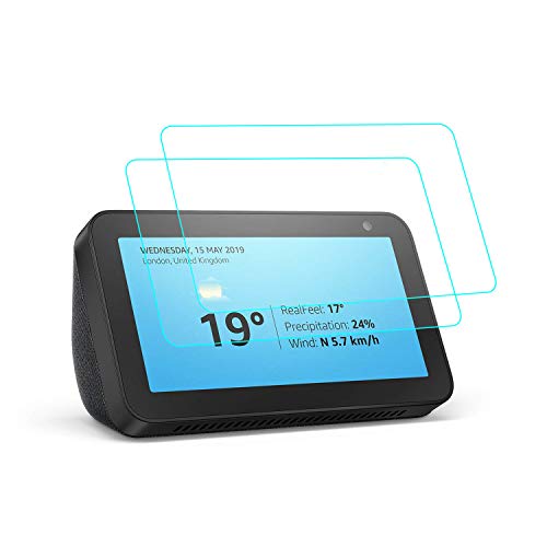 RLTech Protector de Pantalla para Echo Show 5, [Alta Definicion] [Sin Burbujas] Cristal Vidrio Templado Premium 9H Dureza para Echo Show 5, 2PC