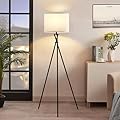 Floor Lamps for Living Room, 61” Tripod Floor Lamp, Standing Lamp with Rotary Switch, Modern Floor Lamp Simple Design with White Shade, Black Floor Lamps for Living Room, Bedroom, Office, Without Bulb