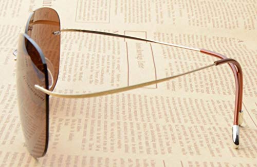 Eyekepper Rimless Titanium Frame Polarized Sunglasses Gold/Brown Lens #TOP2