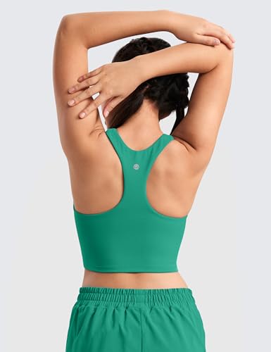 Image of CRZ YOGA Girls Butterluxe Double Lined Crop Tank | Dance, Extremely Soft, Tight Fit, High Neck, Athletic, Sleeveless Tops for Teen