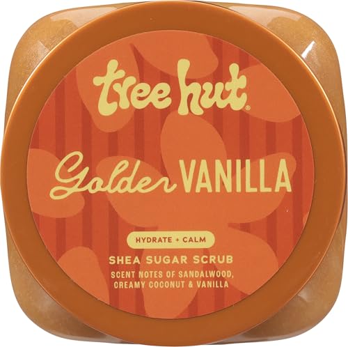 Image of Tree Hut Golden Vanilla Shea Sugar Scrub, Exfoliating, Hydrating & Moisturizing Body Scrub with Shea Butter & Natural Oils, Smooth & Soften Skin, Polishing Exfoliant for Radiant Skin, 18 oz