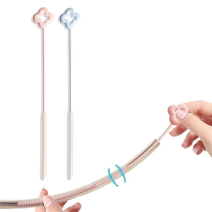 2Pcs Silicone Straw Cleaner Brushes Reusable Brush for Clearing Glass Long Straw Cleaning Brush Non-Slip Handle Soft and Bendable-image-9