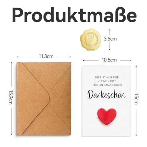 YISCOKO Dankeschön Geschenke-1 PC Dankeskarten 10.5 * 15cm(mit Umschlag aus Kraftpapier und goldene fkleber) Danke Karte Erzieherin,Dankeschön Karte für Familie,Freunde,Kollege