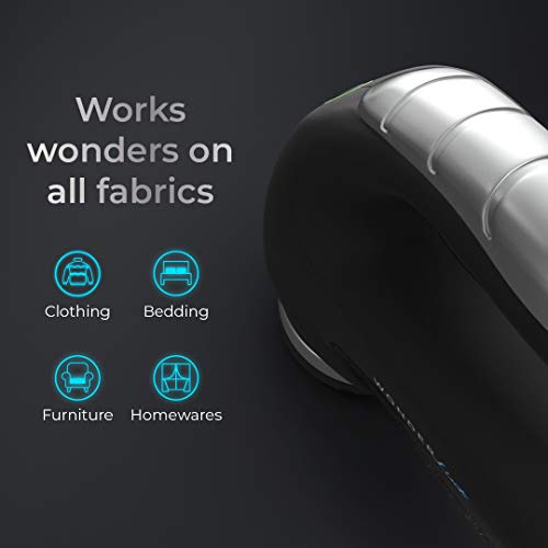 Wonder Lint Rechargeable Fabric Sweater Shaver Fuzz Pill Bobble Remover Depiller Electric Clothes Furniture High-Low Speed Performance (8W Motor) 3 Sets Of Spare Blades #TOP2