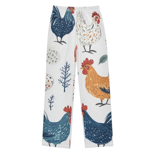 ZZXXB Chicken and Eggs Boys Long Pants Soft Trousers Elastic Waist Kids Lounge Bottoms with Pockets S-XL