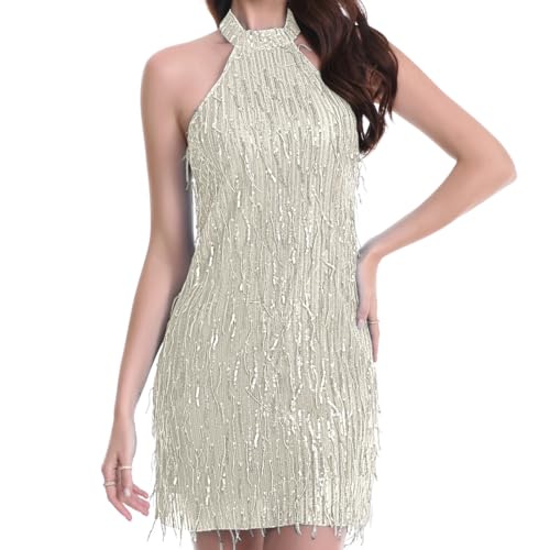 Image of women'Lace Tassels mini Dress Slip Sleeveless Party Club Dress