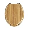 WENKO Toiletbril bamboe, toiletbril van echt bamboe, wc-deksel met roestvrije roestvrijstalen scharnieren, 34 x 41 cm…