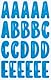 Heyda Sticker „Alphabet“ | 100×190 mm, blau/blau metallic, 4 Blatt