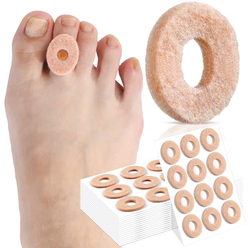 Image of Breling 120pcs Corn Cushions Callus Pads Soft Felt Oval Corn Removers Cushions Protectors for Feet Self stick Adhesive Foot for Toes Relief Pain from Blisters Heel Frictions (Oval,Skin Tone)