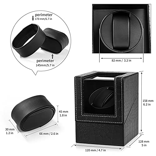 Efaithtek Automatic Single Watch Winder In Black Crocodile Pattern Leather With Japanese Quiet Motor，Ac Adapter Or Battery Powered #TOP1