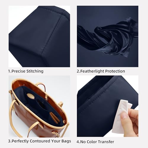 Image of DGAZ Purse Organizer Insert Fits Neverfullbag BB /PM /MM /GM,Silk Bag Organizer,Luxury Handbag & Tote Shaper(Blue nuit,PM)