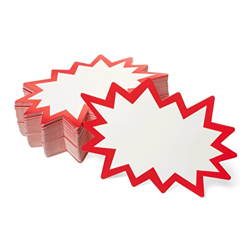 Starburst Sale Price Tags 2X3, 3X5, 4X6 Inch Variety Pack 300Pcs With Clear Dot Tape | Bright Star Blank For Sale Signs For Retail Store, Garage Sale, Yard Sale, Price Labels (White) #TOP3