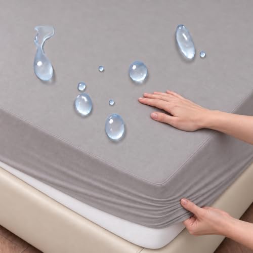 Arcona Matratzenschoner wasserdicht 140x200, Inkontinenz Spannbettlaken, Atmungsaktive Matratzenbezug, wasserdichtes Bettlaken Nässeschutz, Waschbar Spannbetttuch Grau