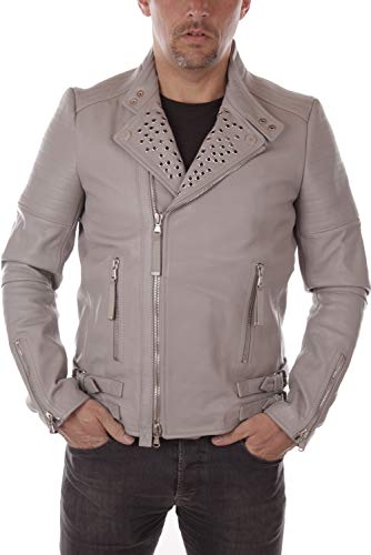 Diesel Black Gold Herren Lederjacke Lasory-LET Giacca Bikerstyle (Taupe, M)