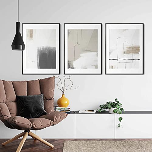 Affiches pastel nordiques pour salon moderne grand format 70x100cm triptyque abstrait épuré