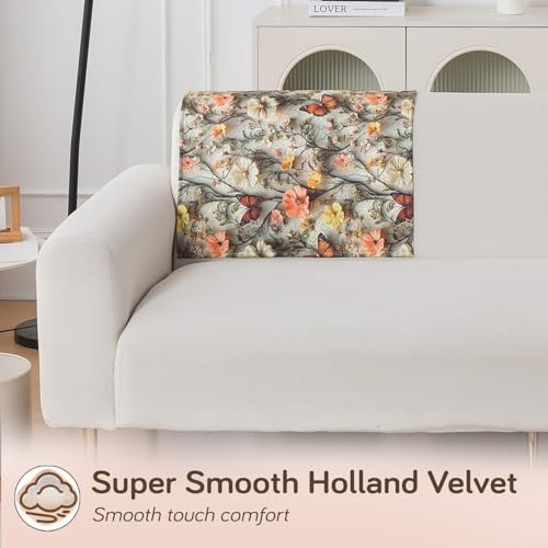 Image of HOKIPO 'Nature Muse' 1 PC Backrest Mat for Sofa Cover | Premium HD Printed Holland Velvet Mat, Butterfly Orchard (IN-922-L-D3)