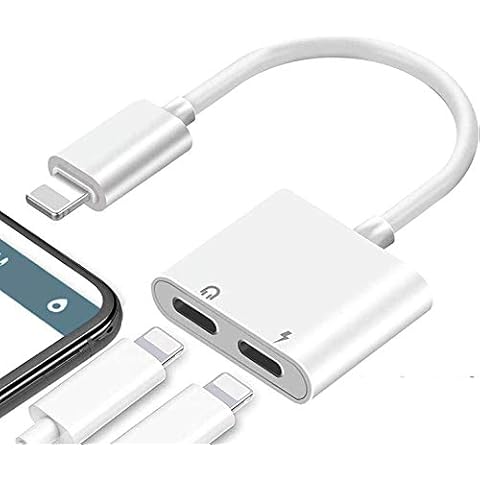 Tec-Digi Headphone Jack Adapter for iPhone Adapter Splitter Charger and Headphones for iPhone Earphone dongle Compatible with iPhone 11/XR/XS/X/7/8 Audio & Charger & Call & sync Cable Support Cover