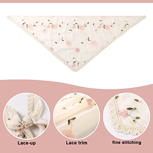 AWAYTR 2Pcs Floral Hair Bandanas Tie-back Head Kerchief for Women Flower Mesh Hair Scarves Lightweight Triangular Head Scarf