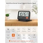Digital Travel Alarm Clock, Black, 3.54 inch LCD Display, 9-Minute Snooze, 2 Volume Levels, Backlight, Battery Included - Image 3